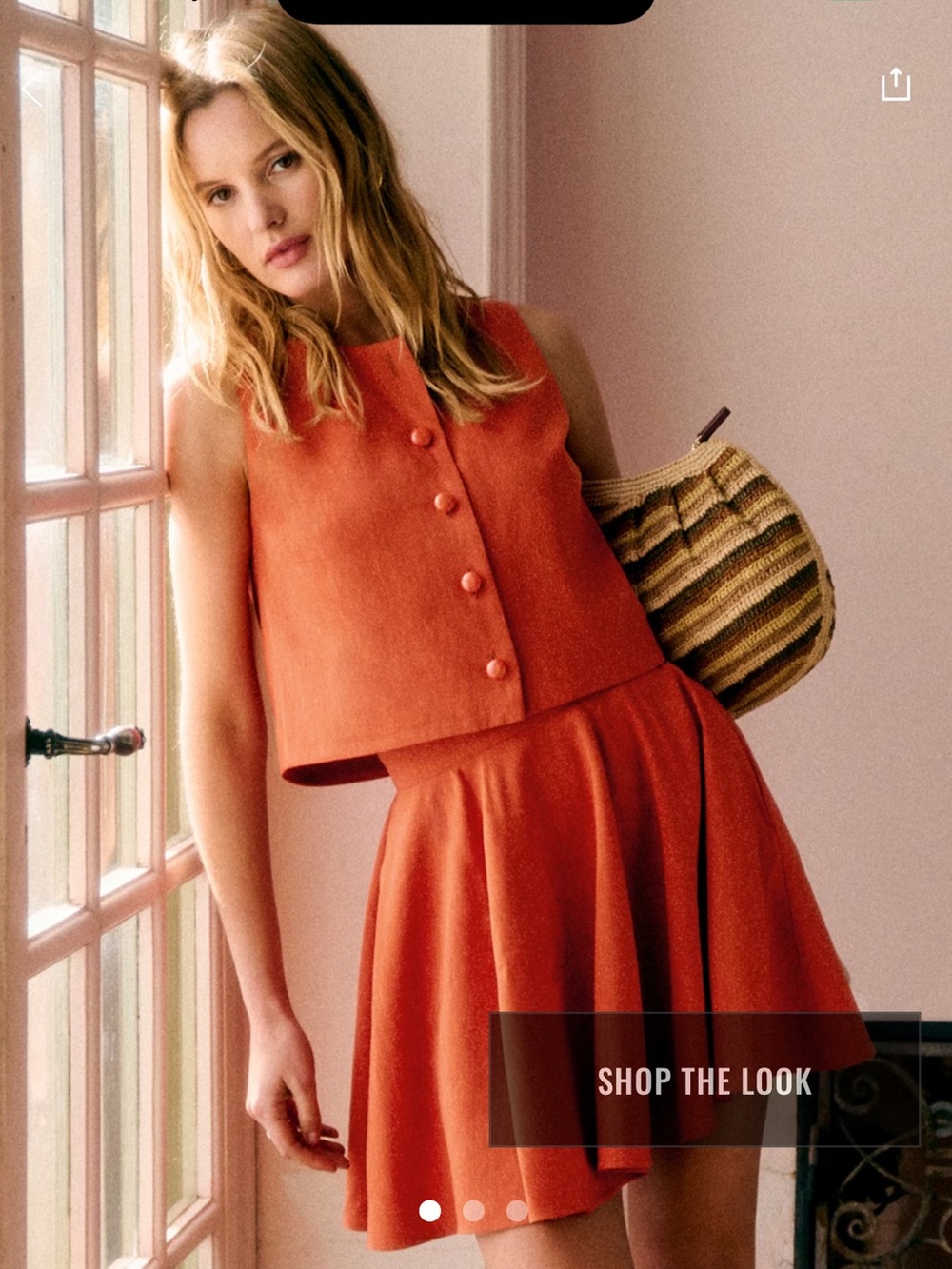 Sézane Editions NWT SZ 6 MERALIE SKIRT “Orange Brûlée” Lightweight Linen 🇫🇷 !!